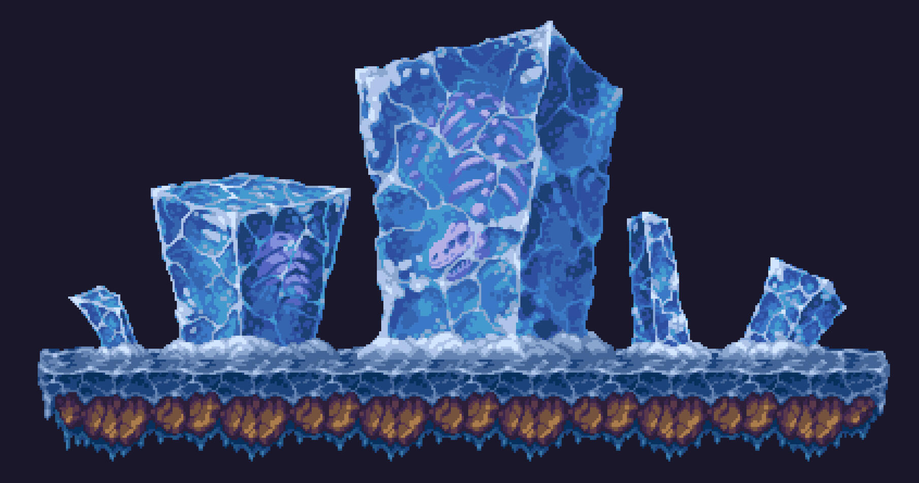 Icy fossil decorations